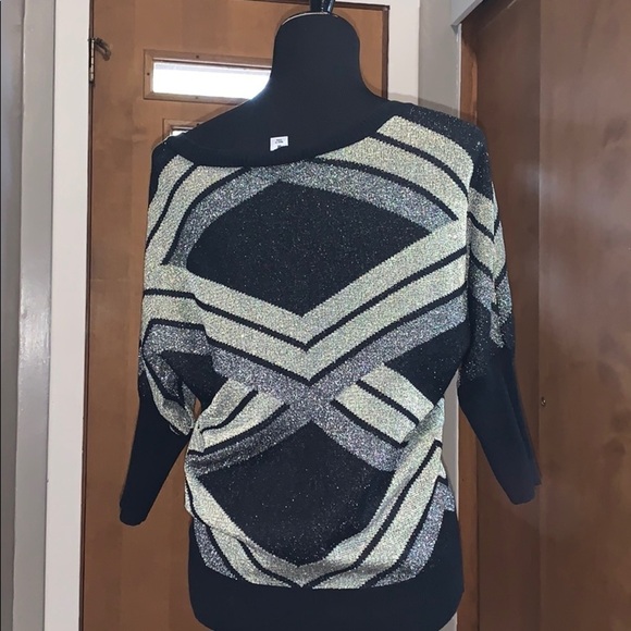 Worthington black, silver/gold metallic sweater - Picture 3 of 5